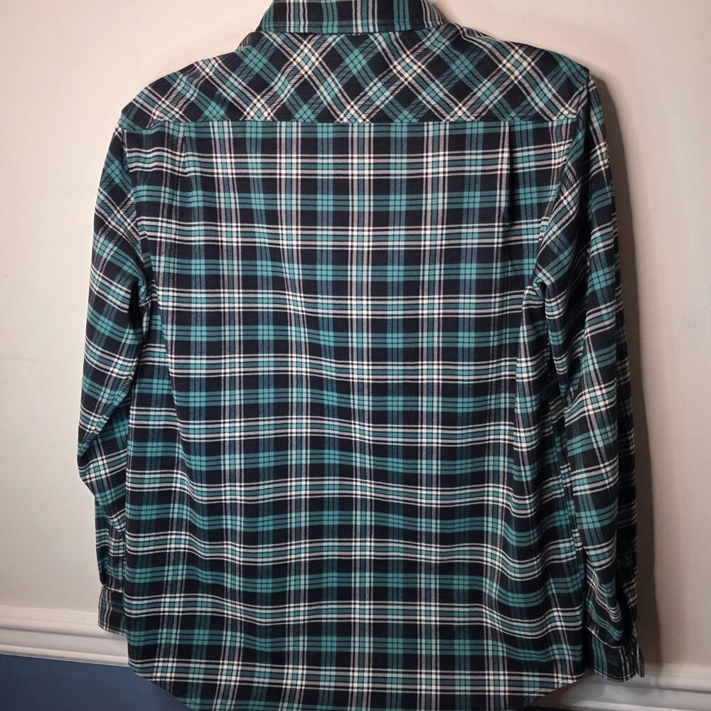 Burton Men's Large Green Black Plaid Polyester Long Sleeved Shirt Snap Front - Picture 4 of 4